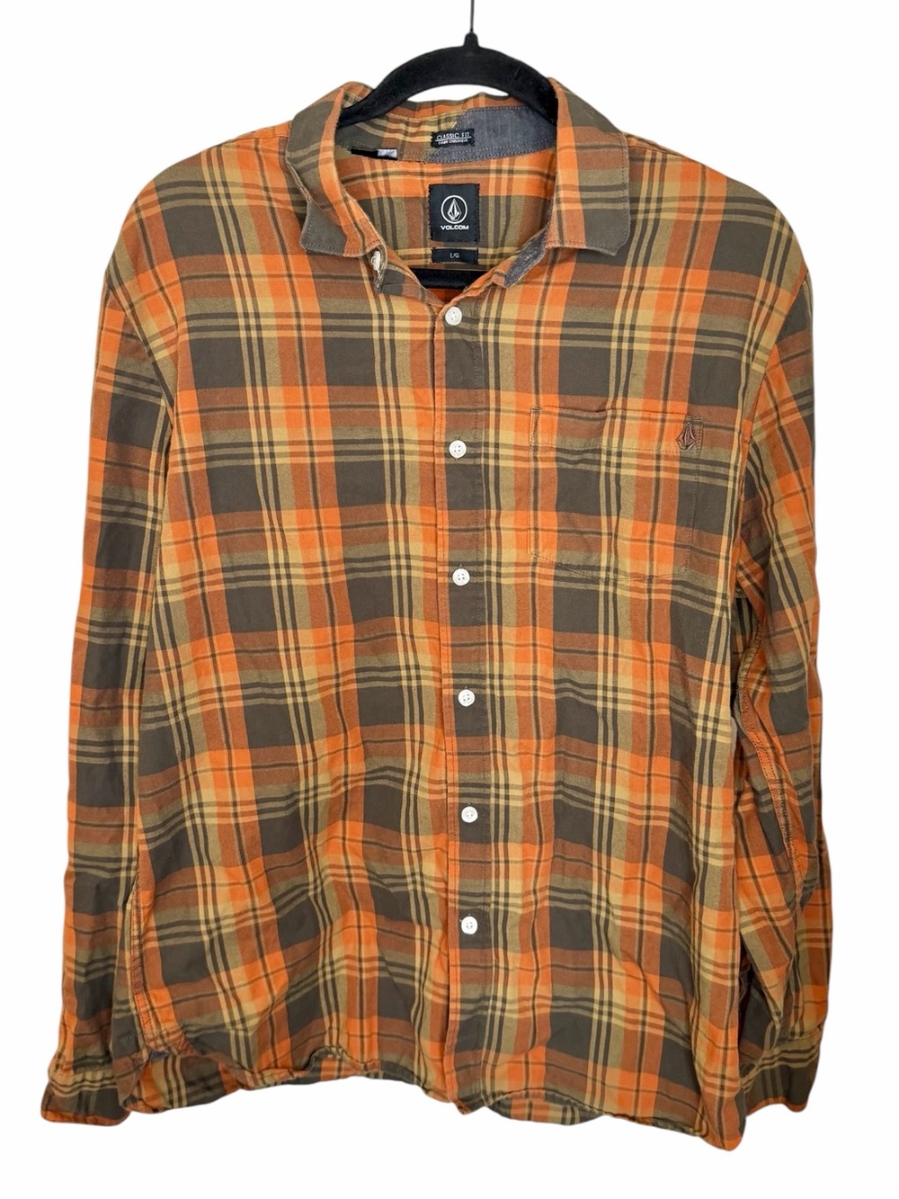 Volcom Classic Fit Button Down Flannel Shirt - Size Large